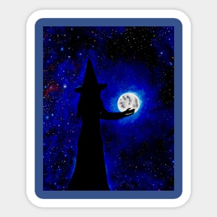 Magical witch holding the moon Sticker